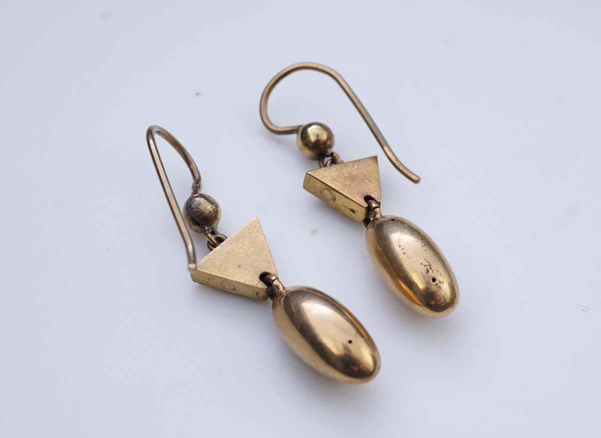 A pair of Victorian gold earrings, mid 19th century